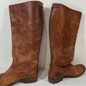Women’s Frye Tan Leather Tall Back Zip Up Boots Size 7B